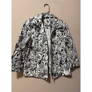 Westbound Petites PM Black White Swirl Print Lightweight Blazer Jacket Women